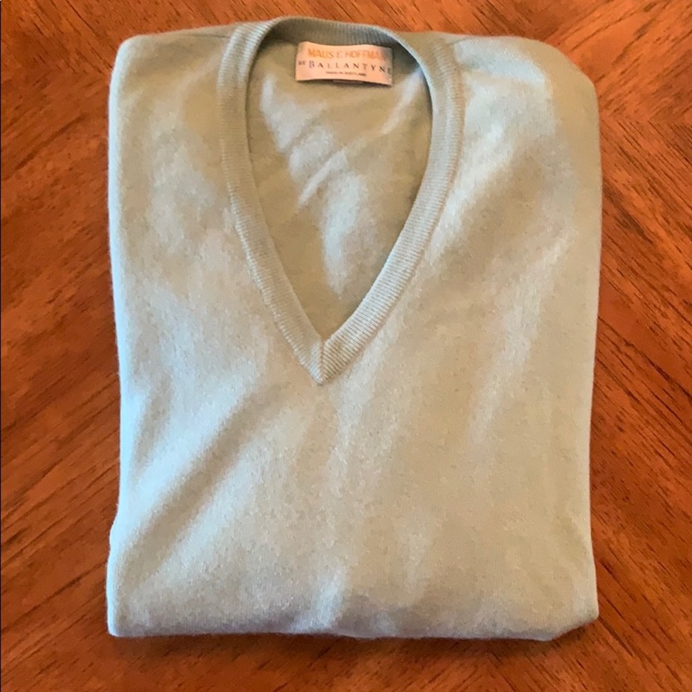 BALLANTYNE Mens 100% cashmere V-neck sweater